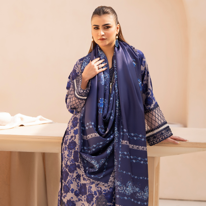 RA-24 Embroidered Printed Dhanak dress with Wool Shawl  by Raniya.h