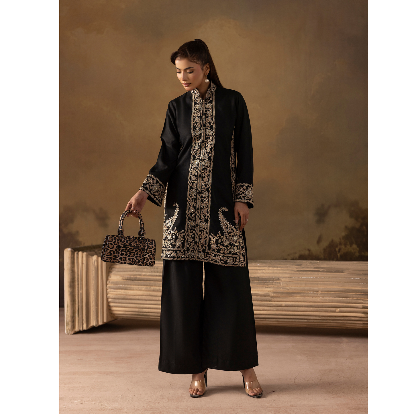 UMS-48 Embroidered Dhanak 2 Pc Co-Ords Set by Simrans