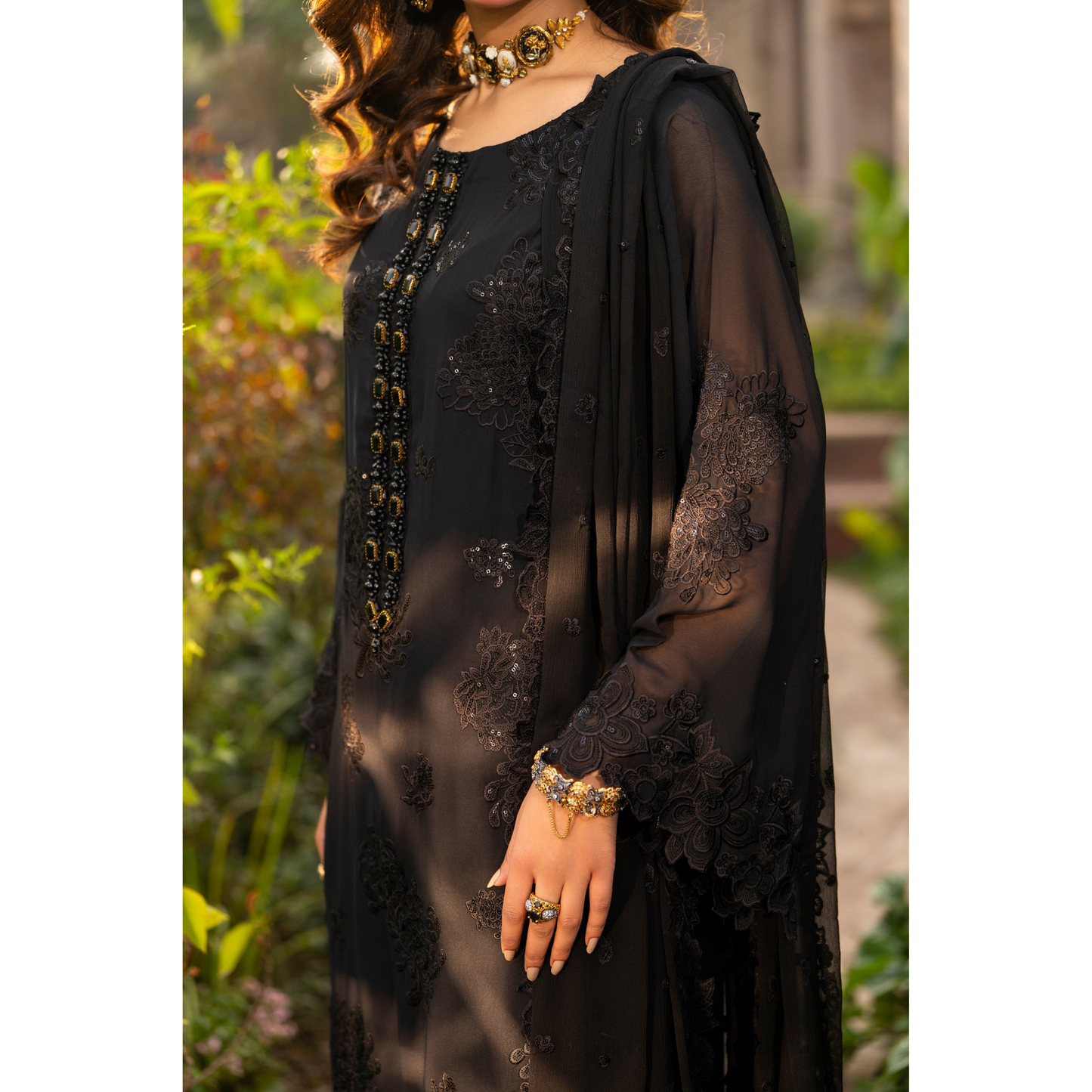 F-497 "Hayat" Embroidered Georgette Chiffon 3 Pc Collection