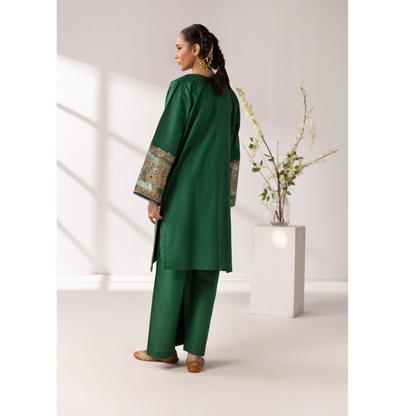 UMS-52 Maria.B inspired Embroidered Khaddar Jacket style dress with chiffon Duppatta by Simrans