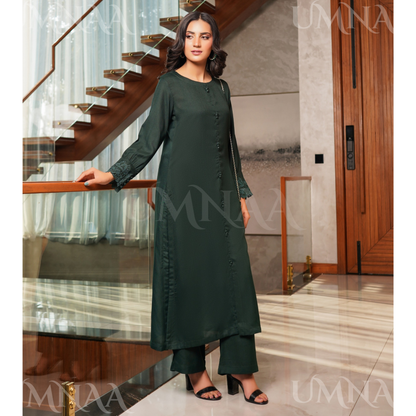 UMS-53 Solid Embroidered Dhanak Co-Ords Set | Ready to Wear | Simrans