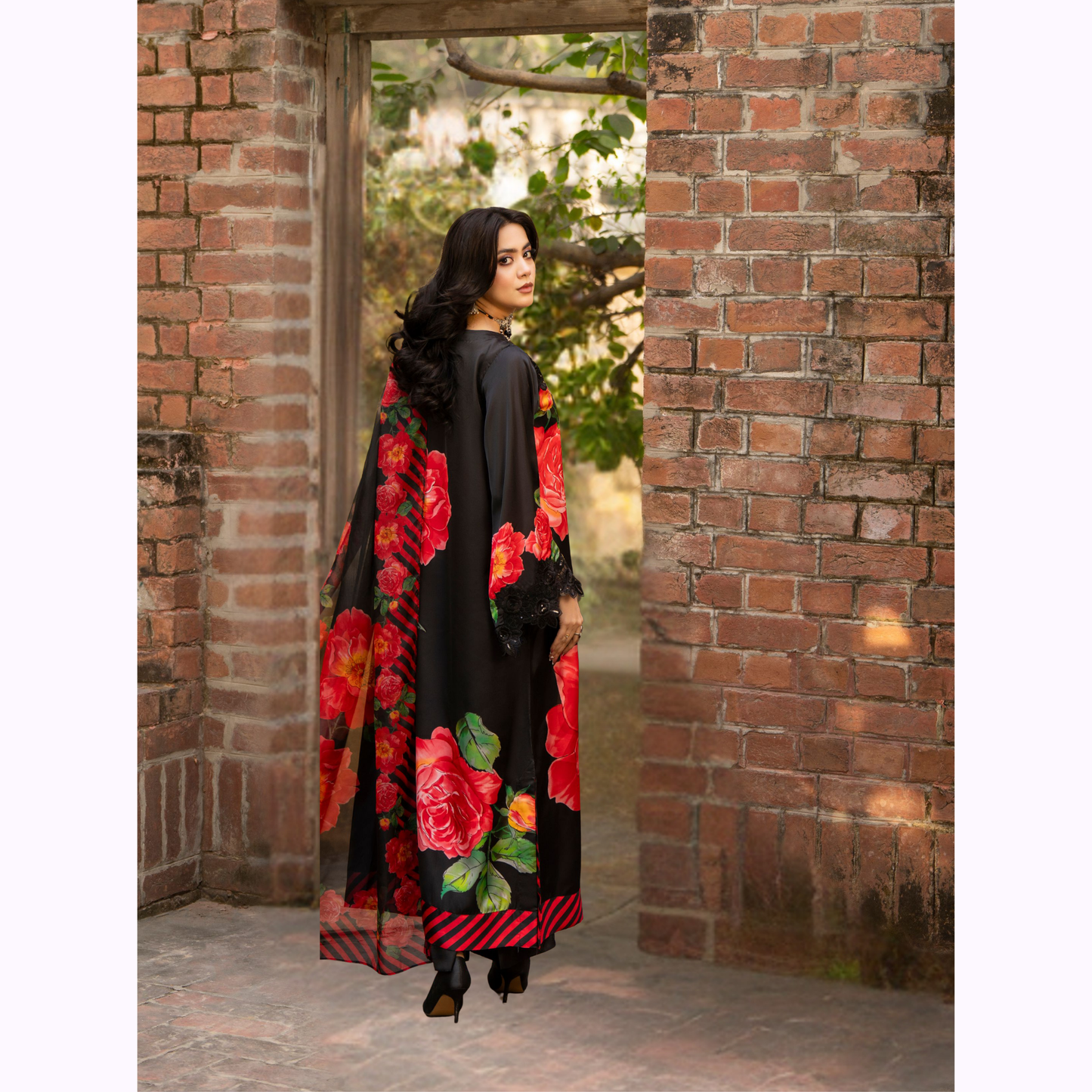 "Eliana" Embroidered Printed Shamooz Silk by Karma Collection | Asian Clothes | Eid