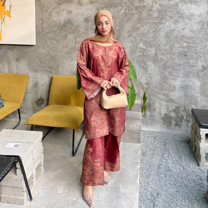 UA-169 Silk Printed Co-Ords Set by Umnaa | Ready to Wear Modest fashion Asian