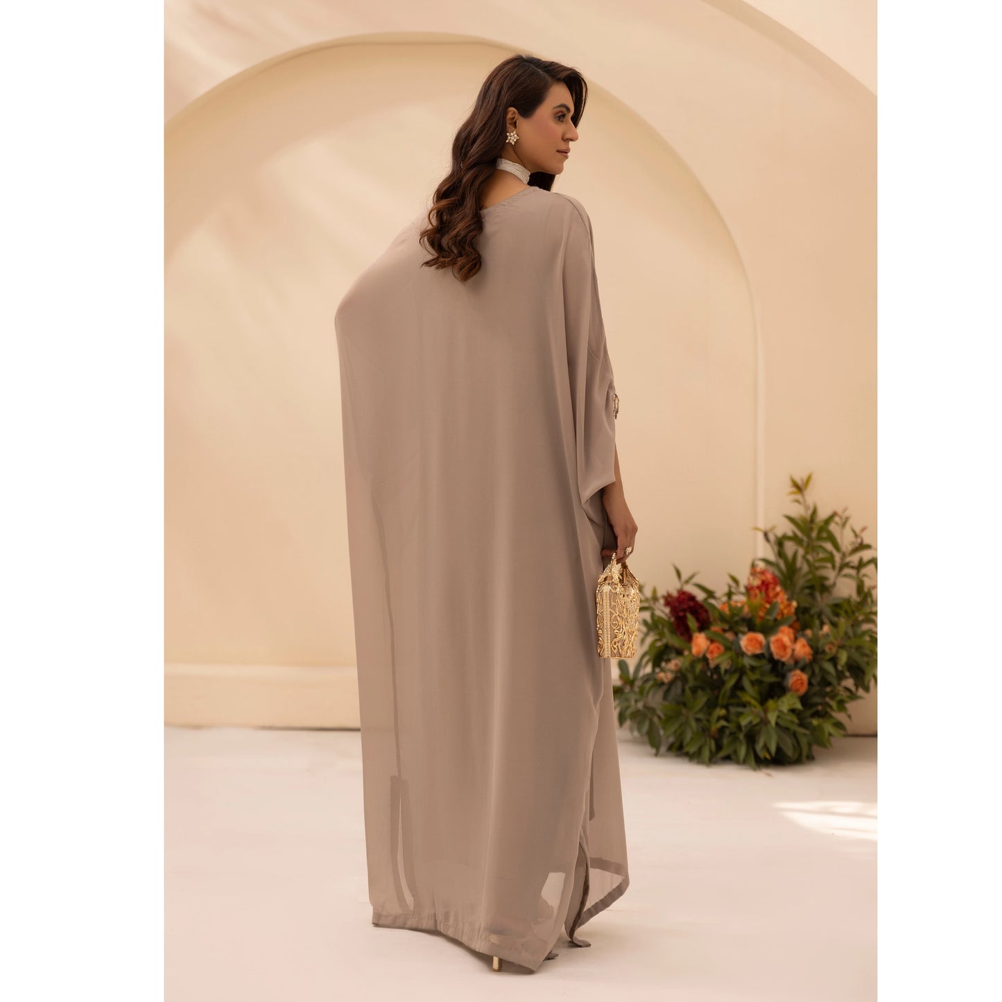 UMS-58 Jeem by Simrans Chiffon Kaftan Dress |Ready to Wear Modest Fashion Asian Clothes