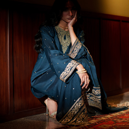 UCA-36 ELARA Festive Embroidered Viscose Dress with Printed Silk Dupatta | Women’s Festive Wear Pakistani Designer Outfit by Casuallite