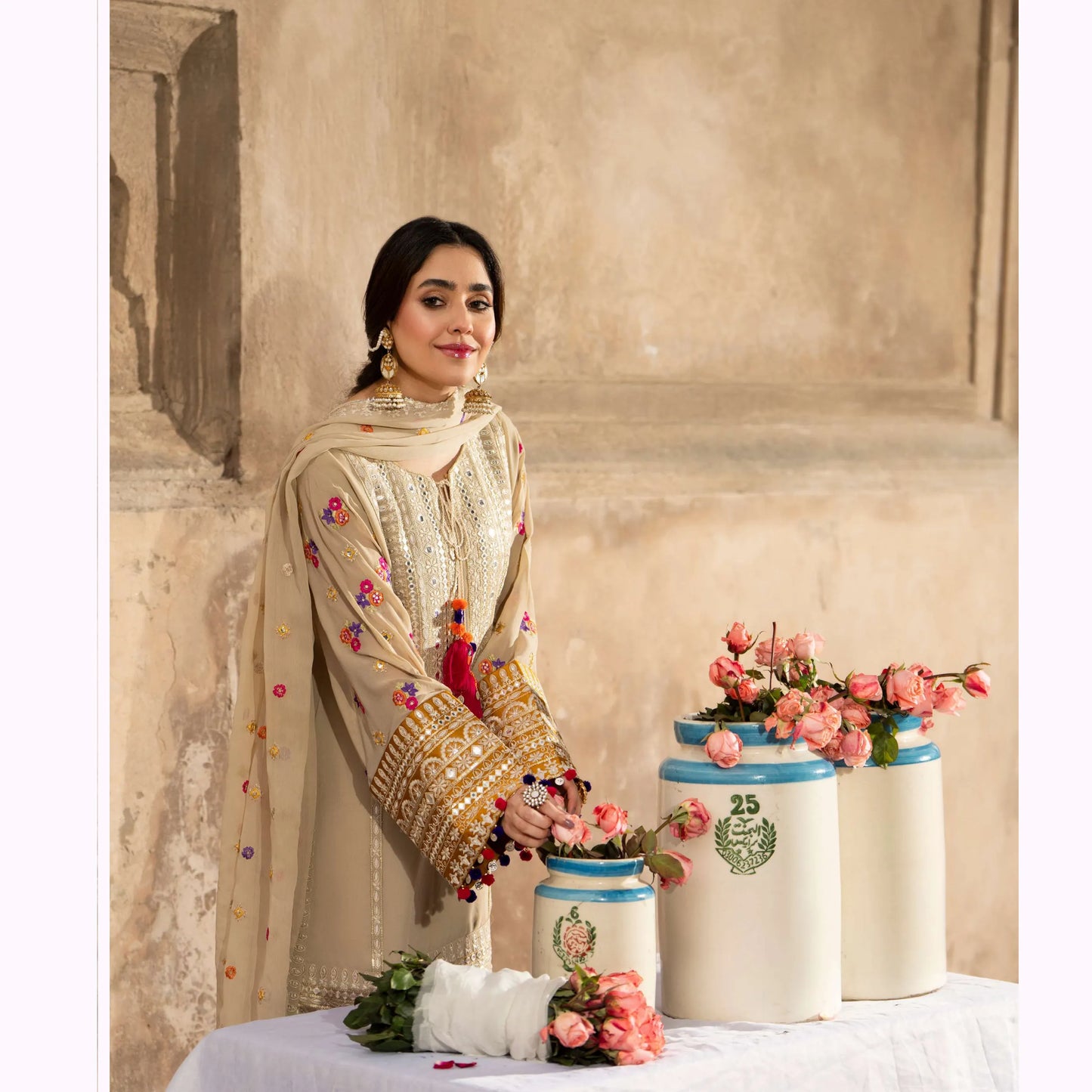 F-526 "Saj Dhaj" Embroidered Georgette Collection by Karma Collection