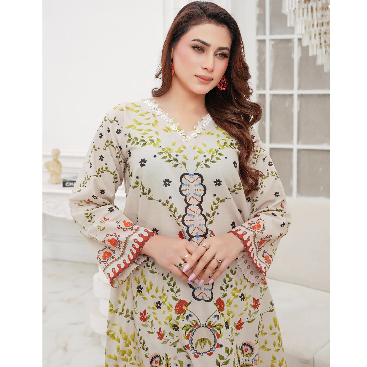 UMS-59 "Attire" Lawn Kaftan Style Co-Ords Set by Simrans