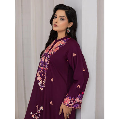 UTT-22 Embroidered Viscose Linen Kaftan Style 2 Piece Co Ord Set Collection by Traditional Thread