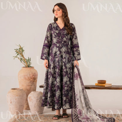 UA-197 Printed Poly Lawn frock 3 Pc Collection Ready to Wear Pakistani Asian clothes