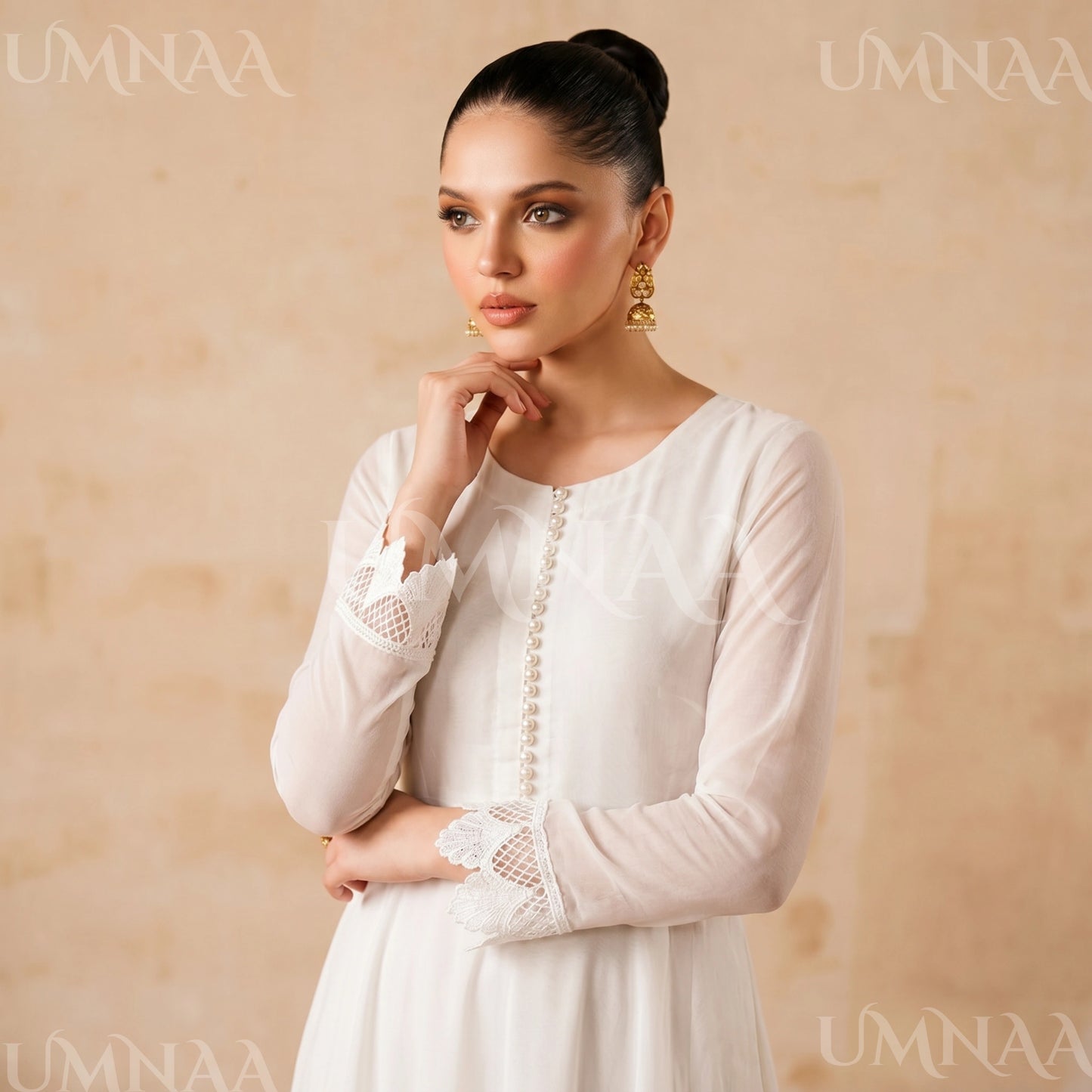 UA-204 Luxury Embroidered Chiffon Frock Collection 3 Pc | Ready to Wear | Umnaa