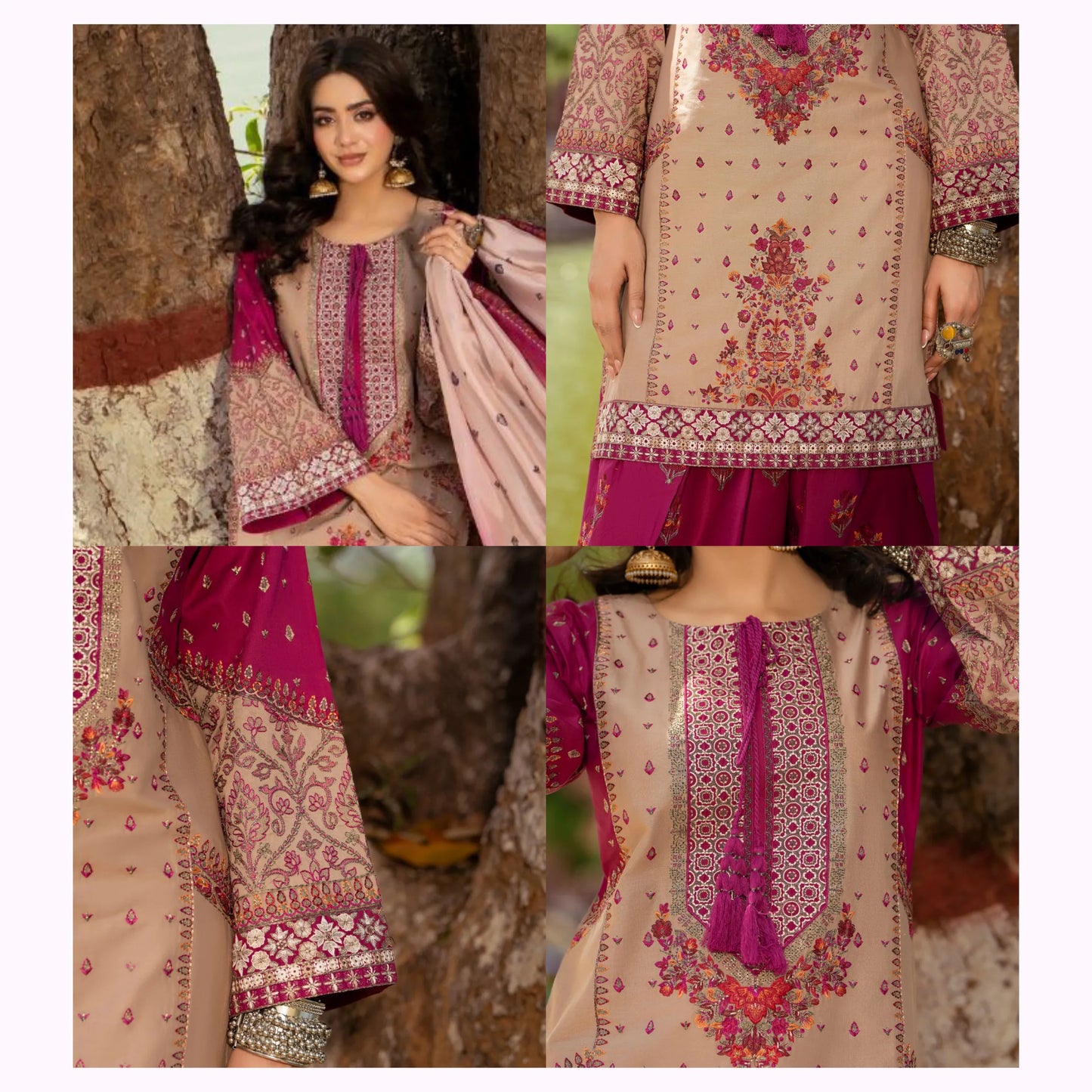 KC-1572 "Sunheri" Embroidered Festive Cambric Cotton Collection by Karma Collection
