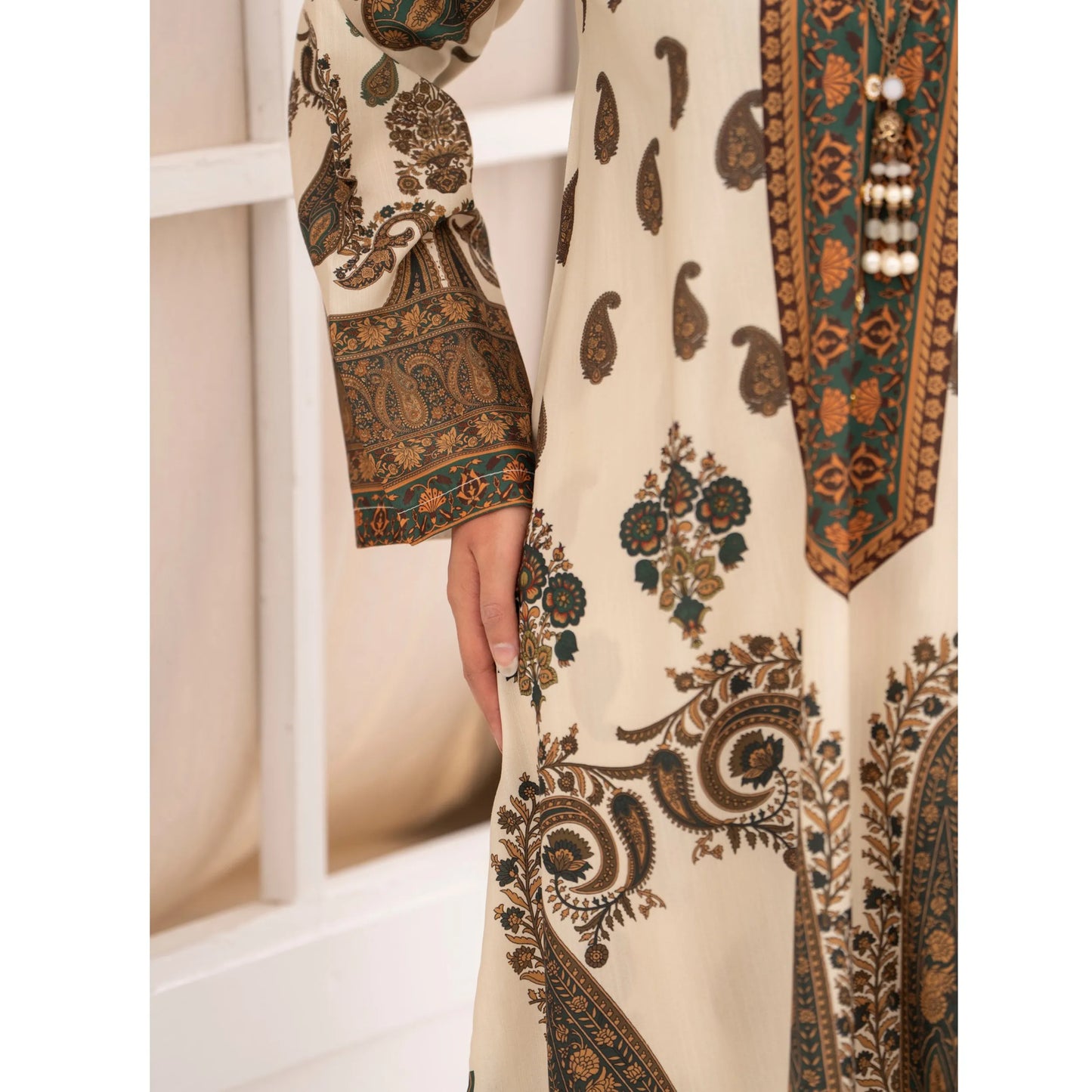 UA-215 " Printed Poly Silk Lawn Kaftan Style Co Ord Set Collection by Umnaa | Ready to Wear Pakistani Asian clothes