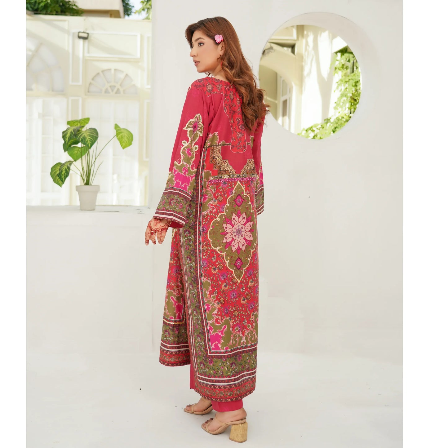 UMS-64 Pakistani Printed Lawn Kaftan Style 2 Piece Suit – Casual Summer Collection by Simrans