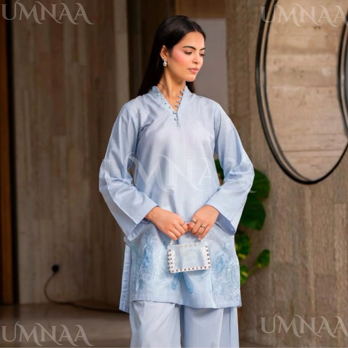 UA-277 Embroidered Trendy Cotton Co-Ord Set | Umnaa