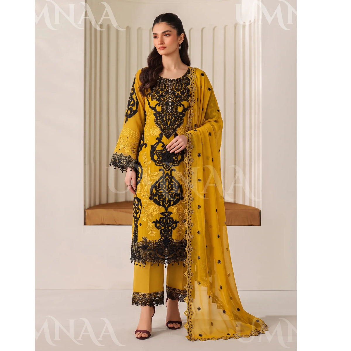 UA-296 Embroidered Chiffon 3 Pc Collection | Umnaa
