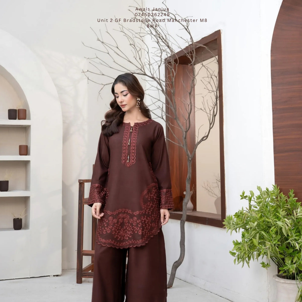 UA-306 Embroidered Dhanak Co-Ord set | Umnaa