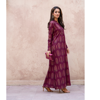 RA-33 Embroidered Lawn Long Kaftan Style 2 Piece Casual Summer Collection by Raniya.h