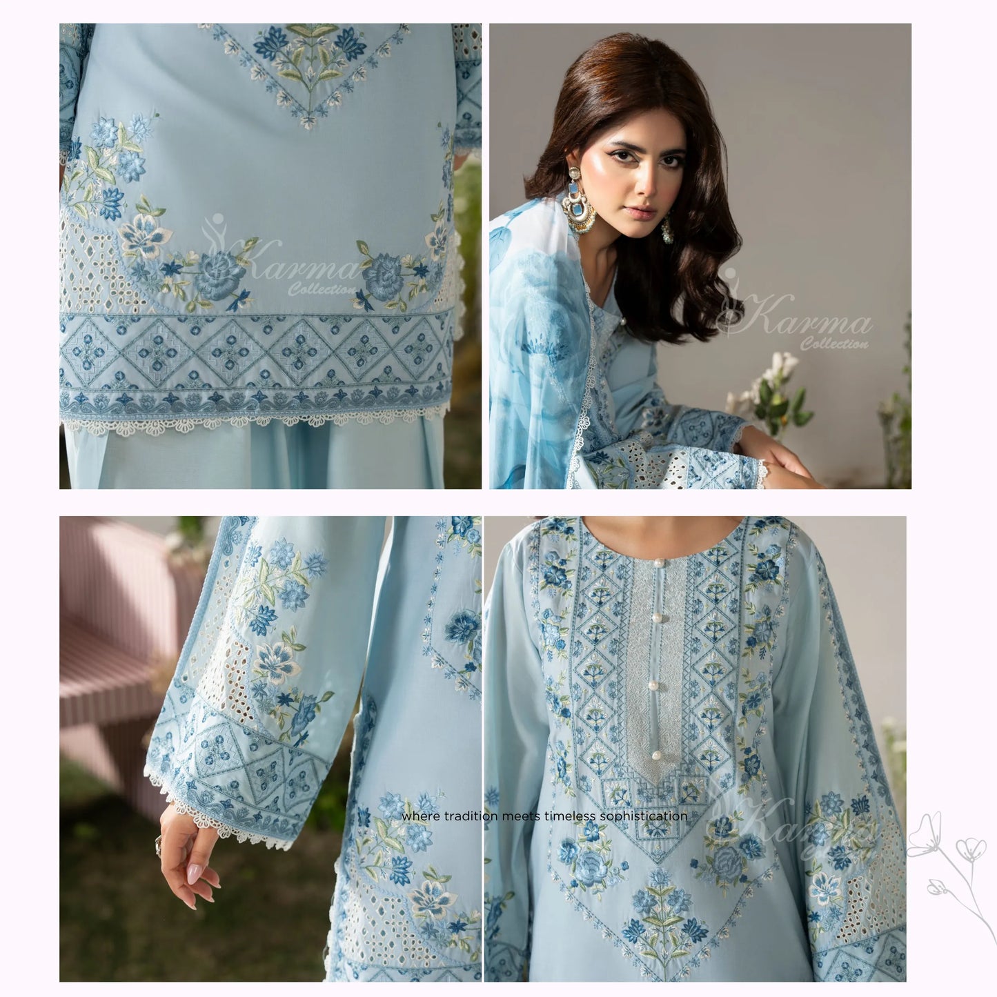 KC-1580 "AYRA" Embroidered Cambric Cotton Collection by Karma Collection