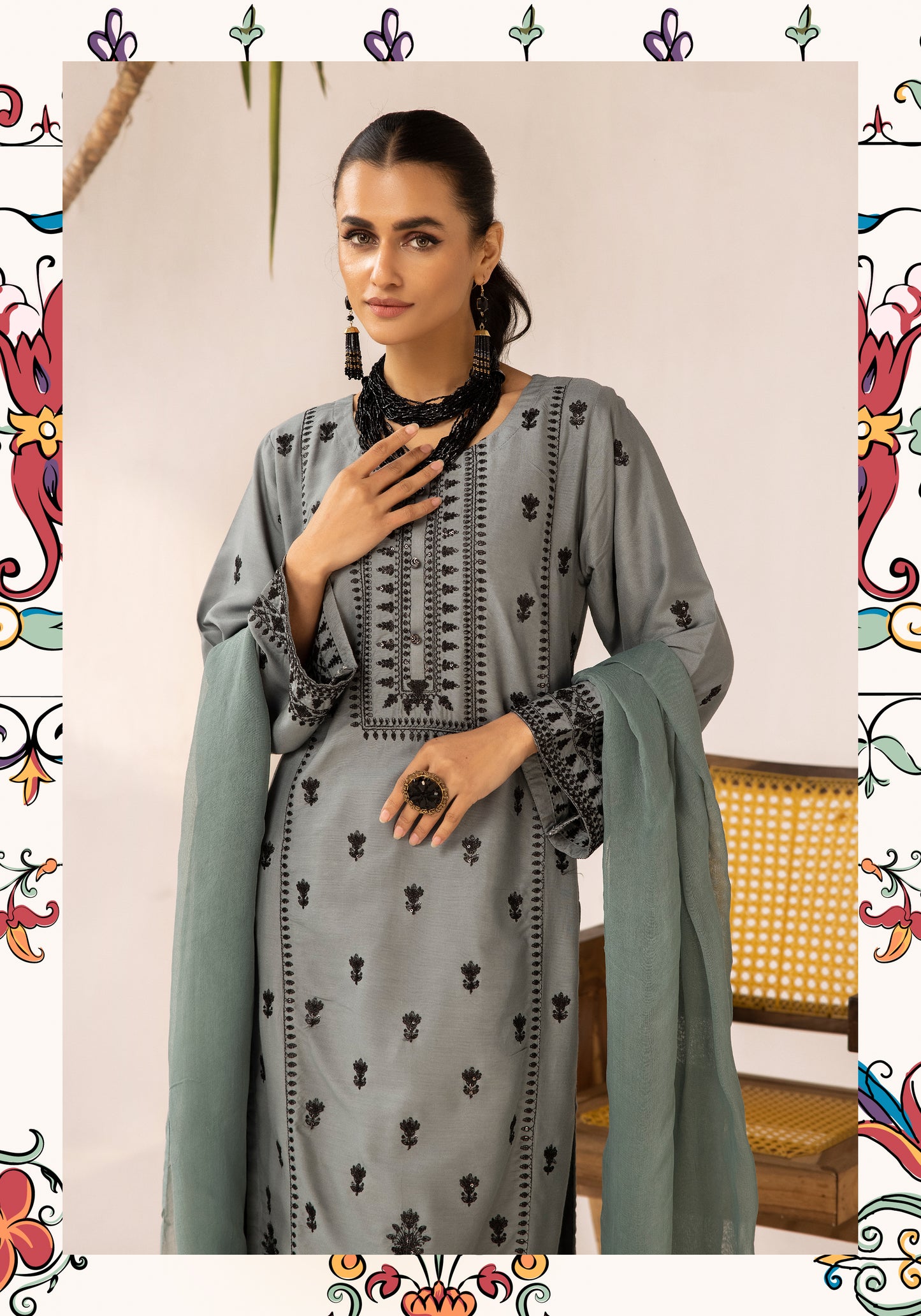 3 Piece Embroidered linen Collection - Simrans