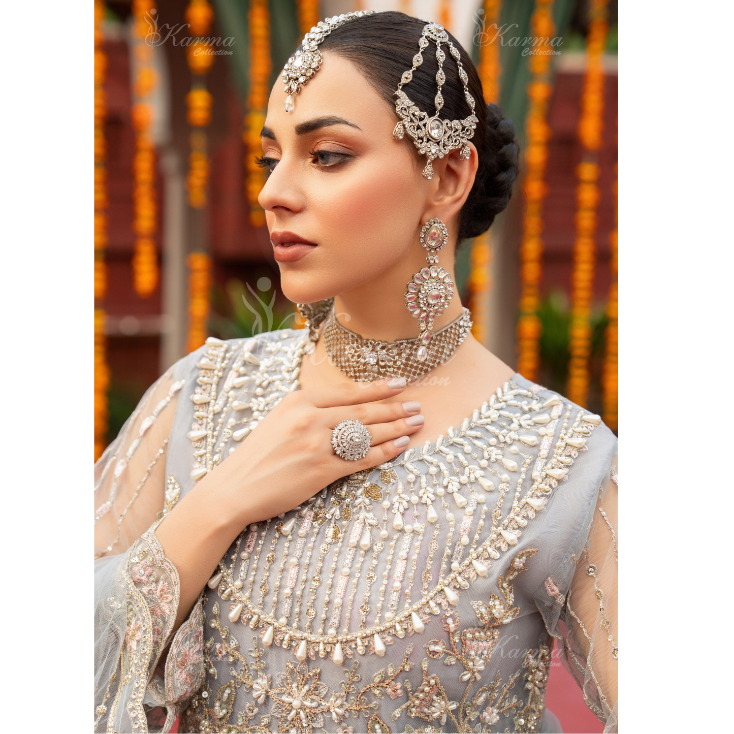 Luxury Embroidered soft Net long Maxi | Wedding Collection | karma Collection | UMKC01301