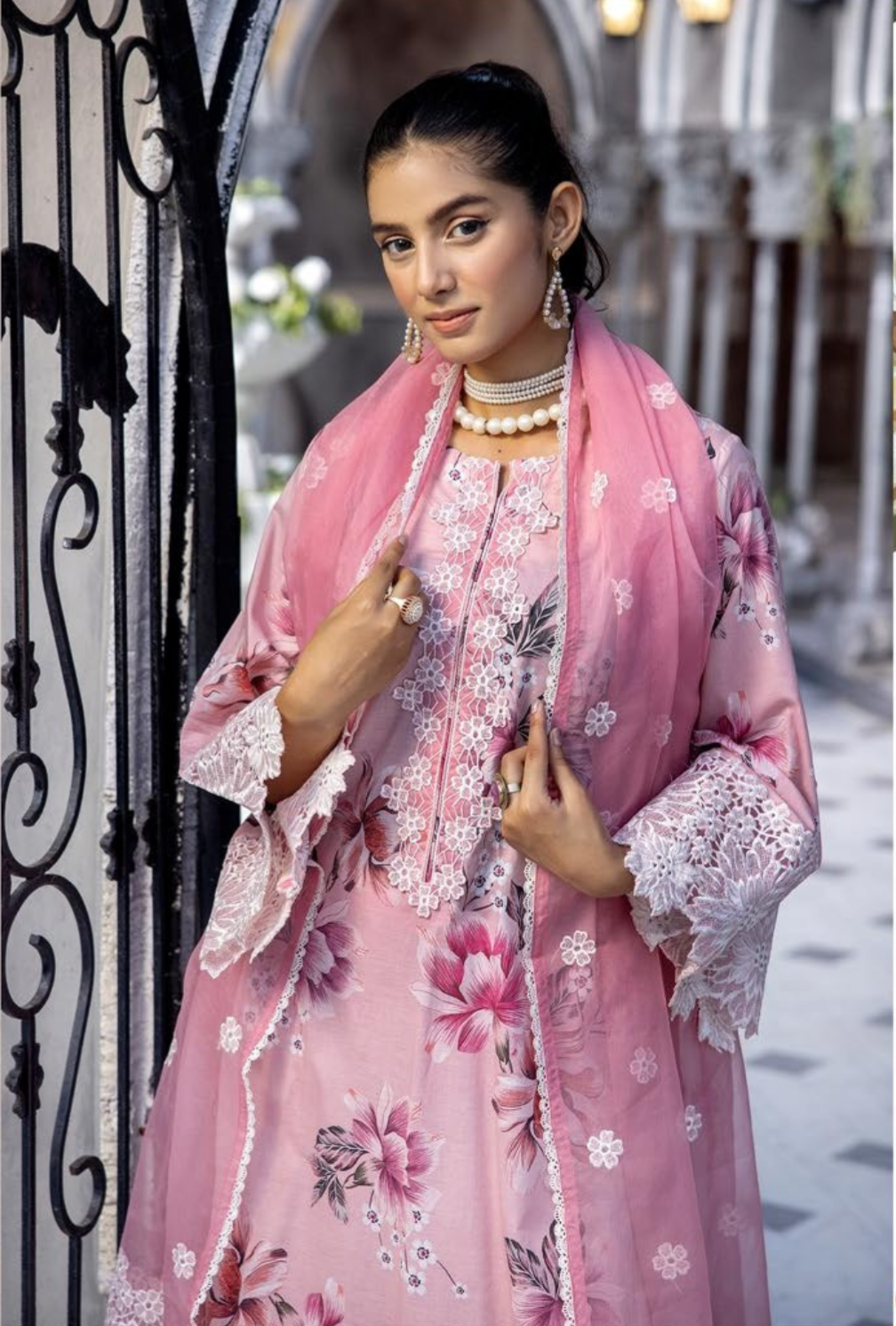 Pink 3 Pc Chikankari Lawn Collection | SIMRANS