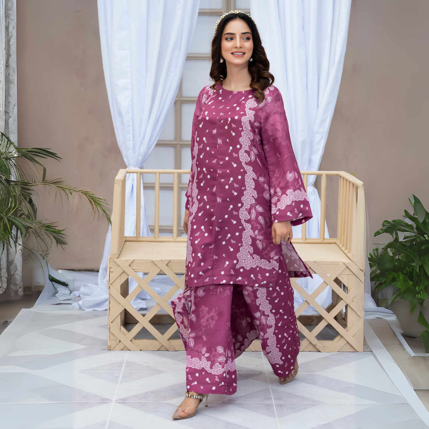 2 Printed Pakistani Co-Ords Set with Bag | Ready to Wear | Raniya.h | UMRAH0901