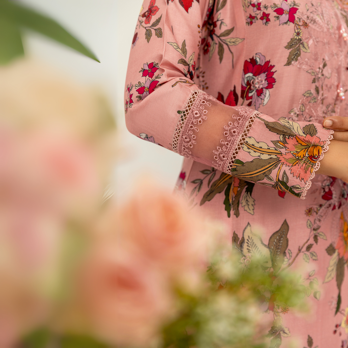 UMS-10 Floral Printed Embroidered Linen | 3 Pc | Ready-to-wear Dress - Simrans