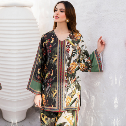 2 Pc Mother & Daughter Pakistani Printed Co-ord Set Collection by Garnet