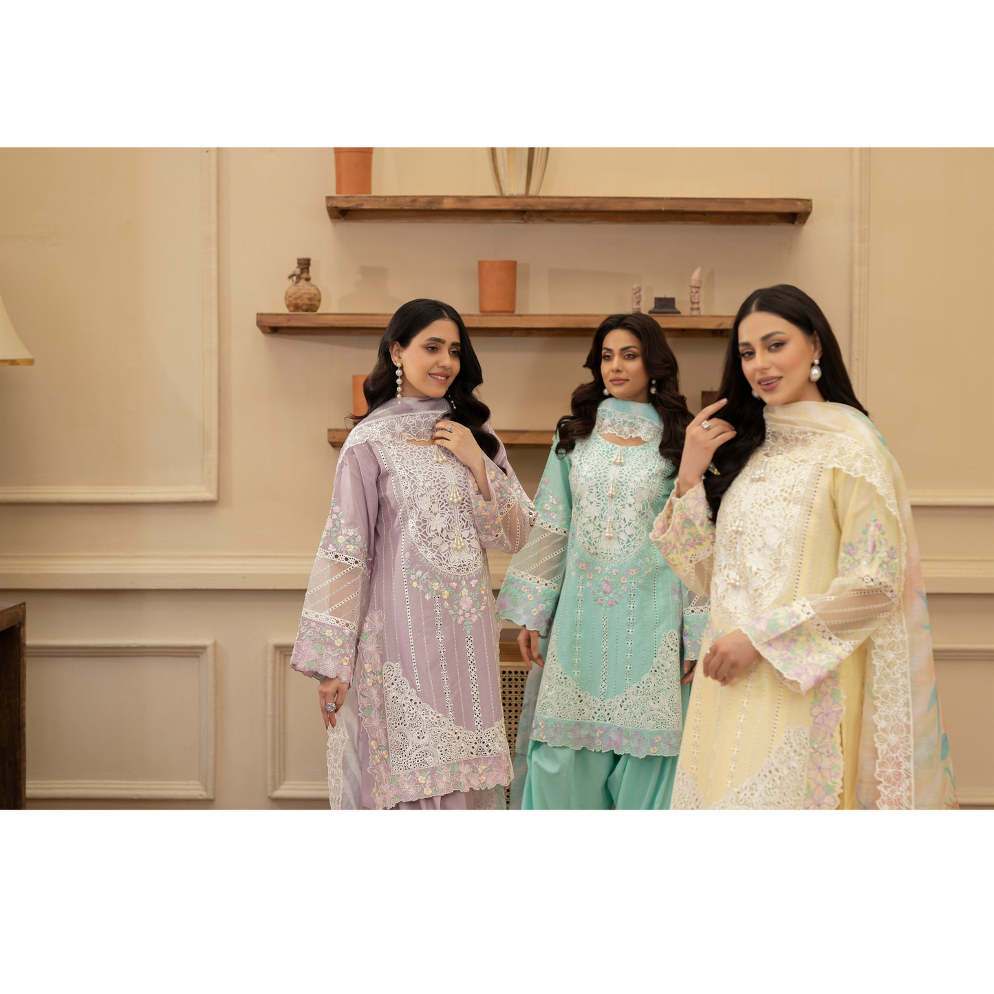 KC-1435 Embroidered Cambric Cotton Farshi Shalwar Kameez Ready to Wear 3 Pc - Karma Collection