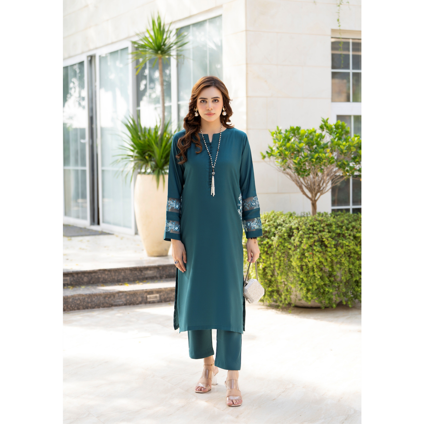 UZA-01 Rang e Elegance by Zaaria 2 Pc Embroidered Dhanak Co-Ords Set