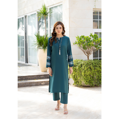 UZA-01 Rang e Elegance by Zaaria 2 Pc Embroidered Dhanak Co-Ords Set