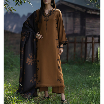 UCA-32 "Khunki" Embroidered Dhanak with Pashmina Wool Shawl Winter Collection by Casuallite