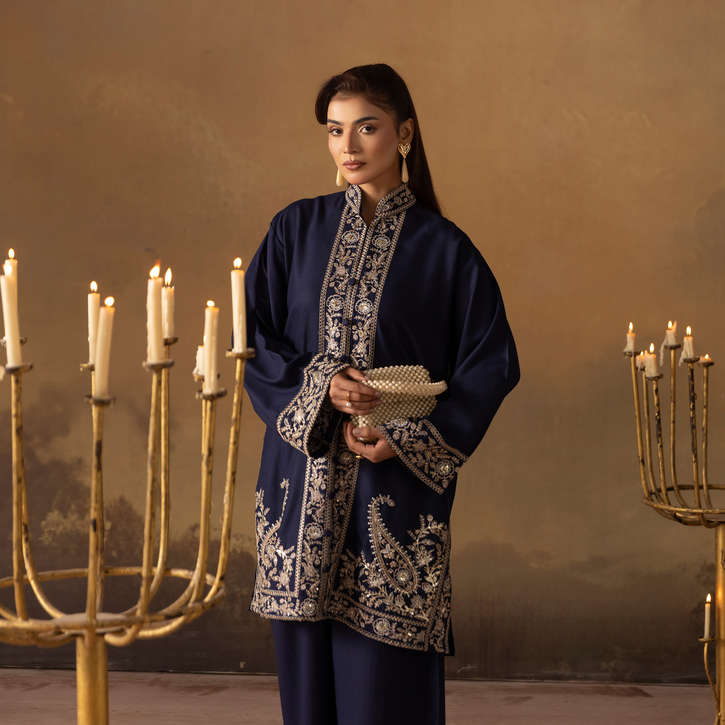 UMS-48 Embroidered Dhanak 2 Pc Co-Ords Set by Simrans