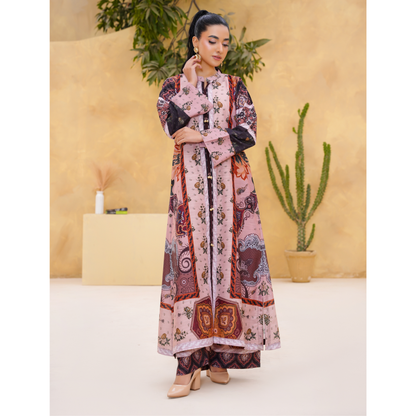 UA-157 Printed Slub Khaddar Kaftan Co-Ord Set | Winter 2 Piece Outfit