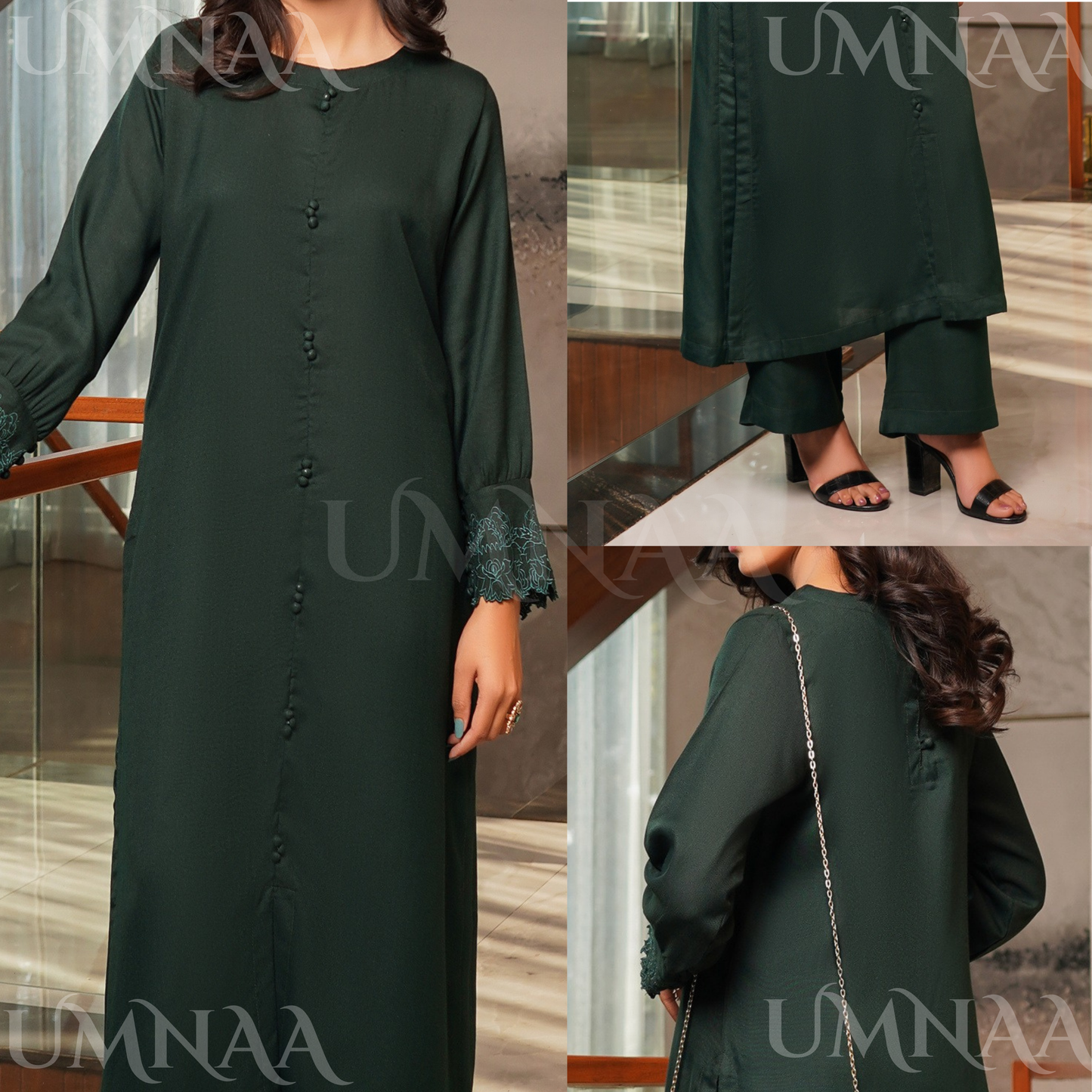 UMS-53 Solid Embroidered Dhanak Co-Ords Set | Ready to Wear | Simrans