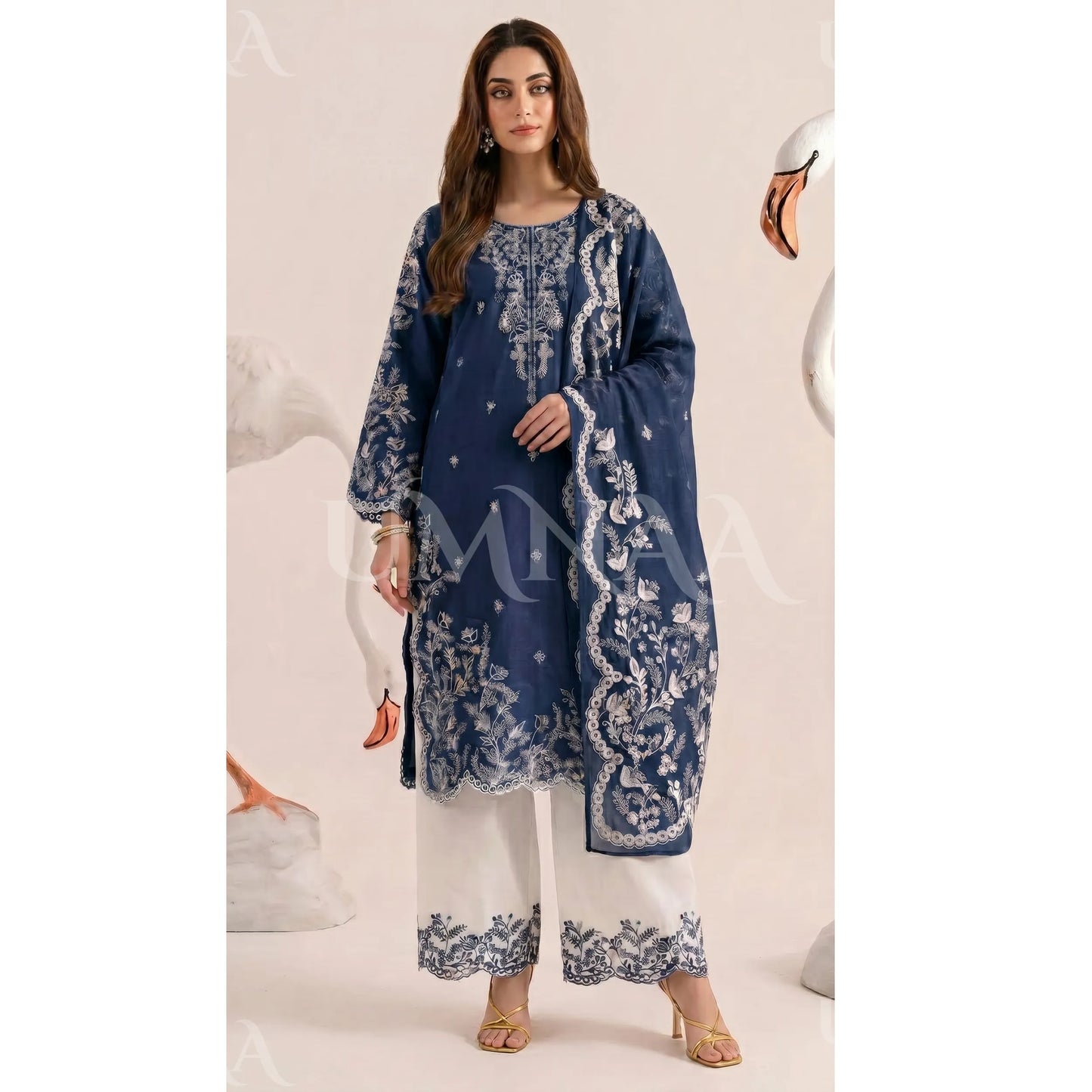 UA-190 Embroidered Cotton Collection 3 Piece | Ready to Wear | Asian clothes