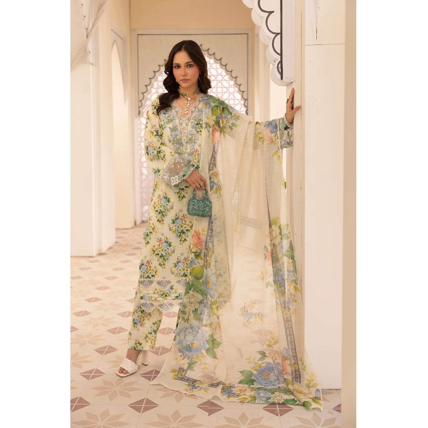UMS-63 "Limelight" by Simrans Embroidered Printed Pure Lawn 3 Pc Collection Ready to Wear Pakistani Asian clothes