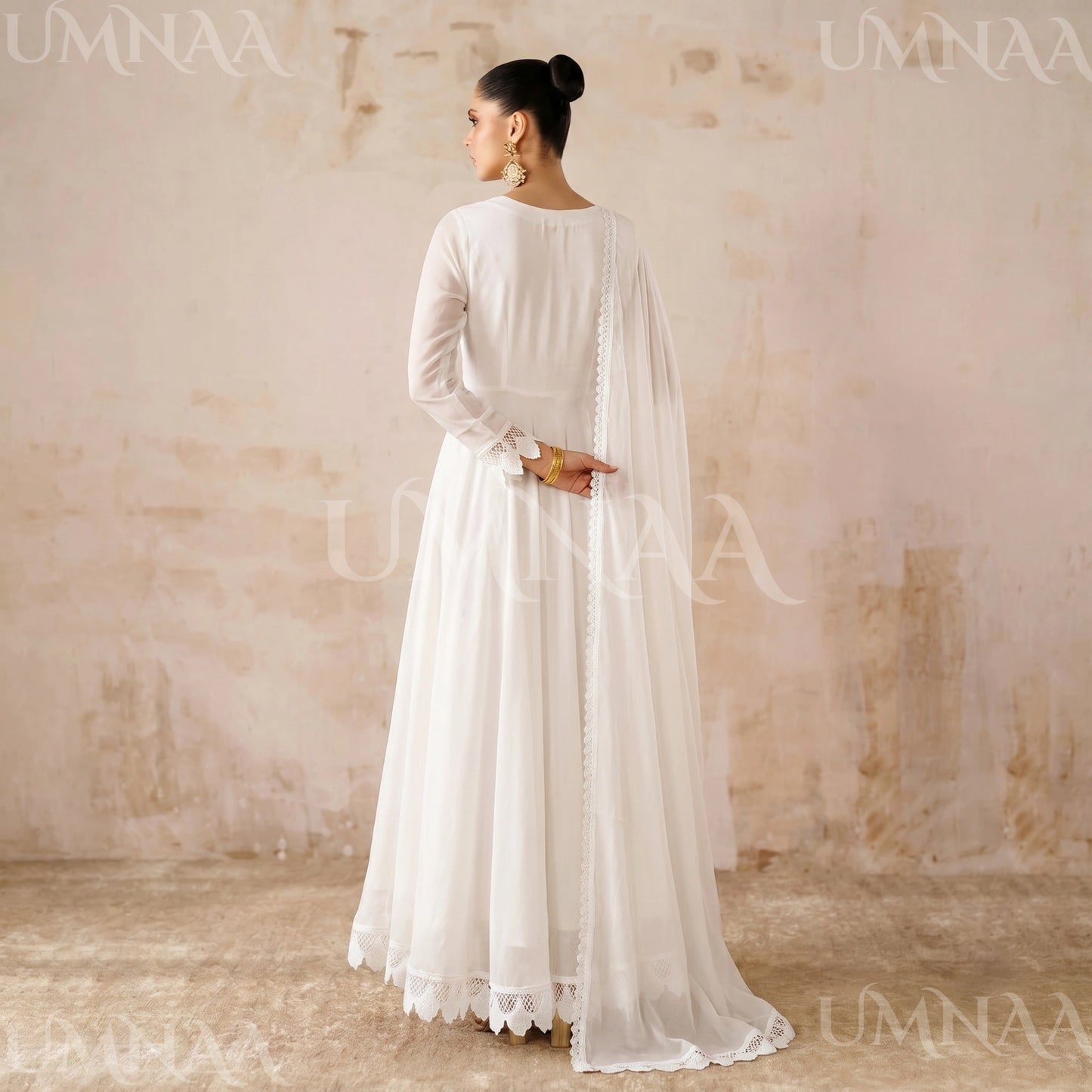 UA-204 Luxury Embroidered Chiffon Frock Collection 3 Pc | Ready to Wear | Umnaa