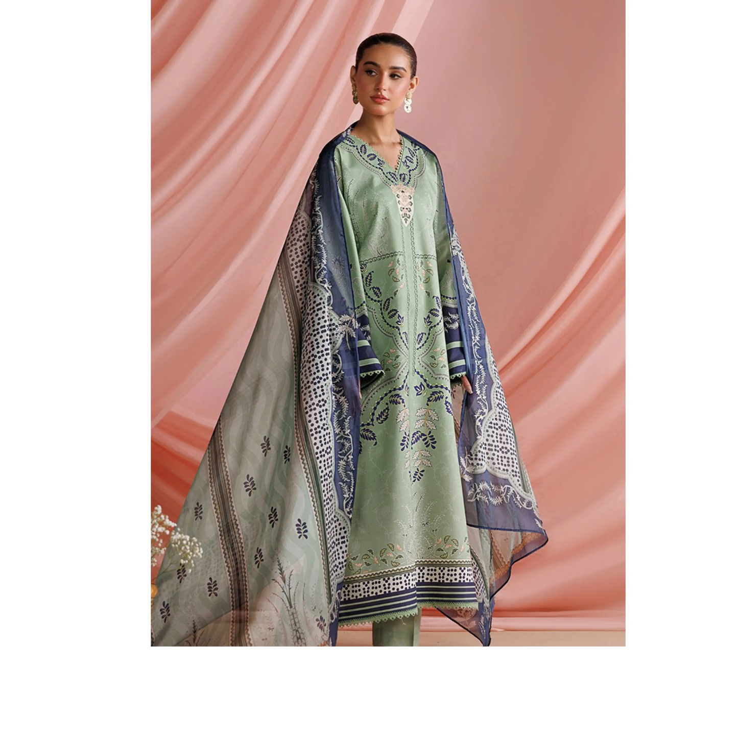 UE-02 "Printed Essential" by Esra Fashion Summer Printed Lawn 3 Piece Collection | Pakistani Asian Clothes