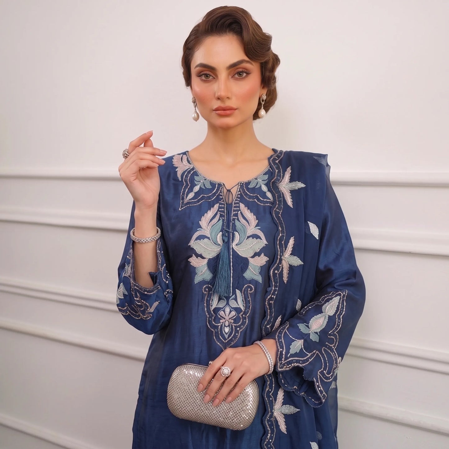 UA-264 Embroidered Festive Kaftan Sheesha Silk Collection by Umnaa | Pakistani Trendy Kaftan Asian Clothing