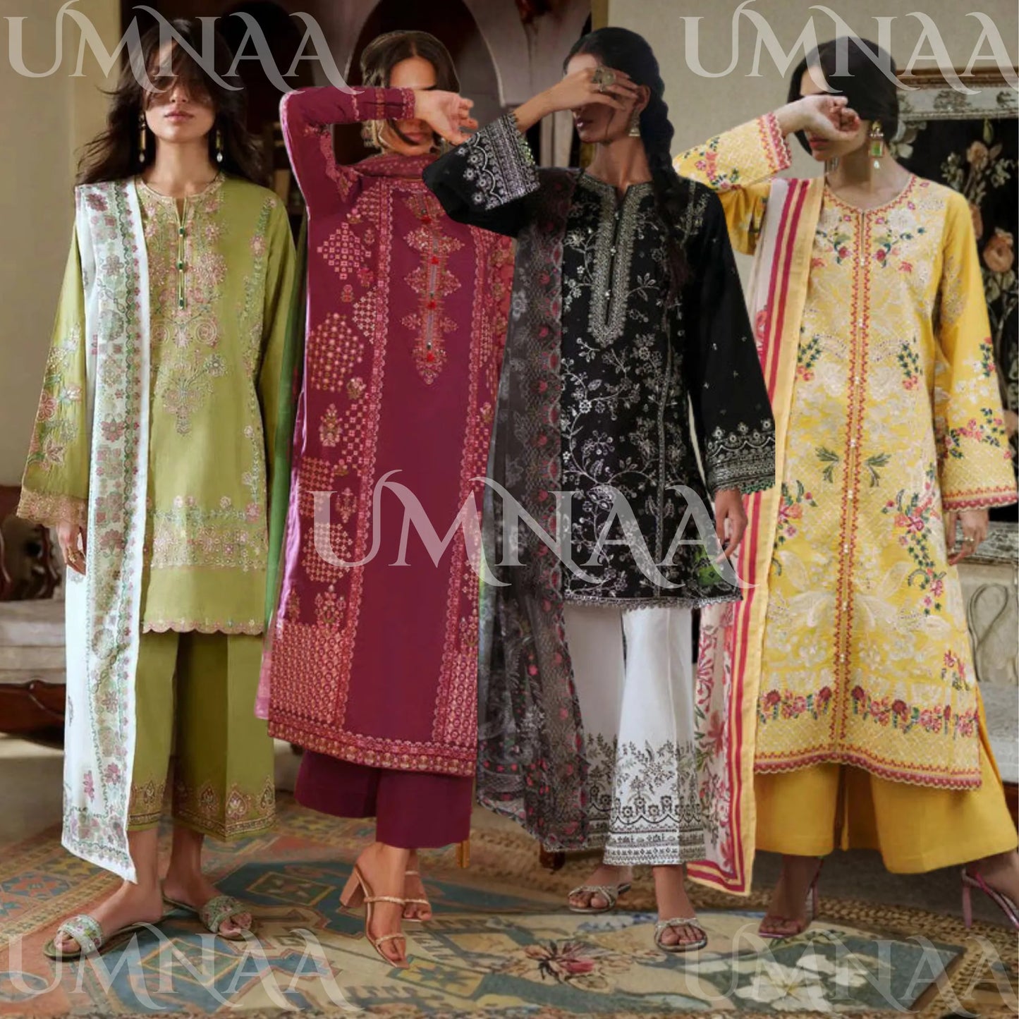 UCA-46 "Sakoon" Embroidered Cambric Cotton Pc Collection | Casuallite