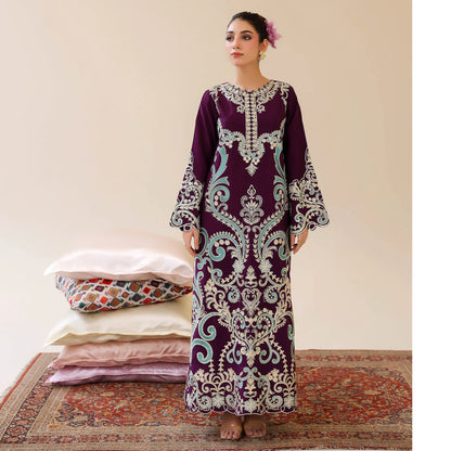 UAL-02 Embroidered Kaftan Raw Silk Co-Ord Set 2 Pc | Adan's Libas