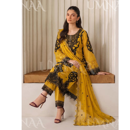 UA-296 Embroidered Chiffon 3 Pc Collection | Umnaa