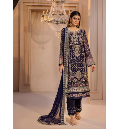 UTT-10 "Chantelle" Embroidered Chiffon Festive Collection by Traditional Thread
