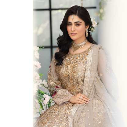 Luxury Embroidered Chiffon long Maxi with chiffon duppata  | Wedding Collection | karma Collection | UMKC01101