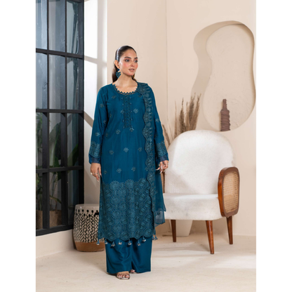 UMRZ-51 "IMAGEKARI" Linen Chikankari 3 Pc Collection by Rangz
