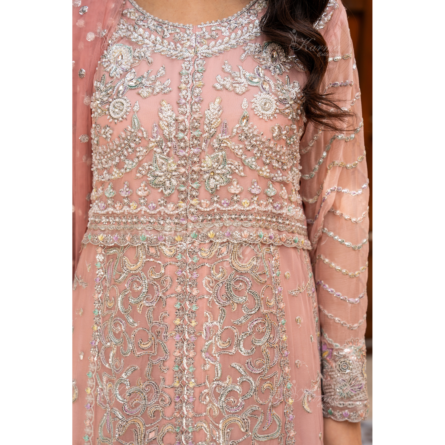 Luxury Embroidered Chiffon Party wear dress  | Wedding Collection | karma Collection | UMKC01201