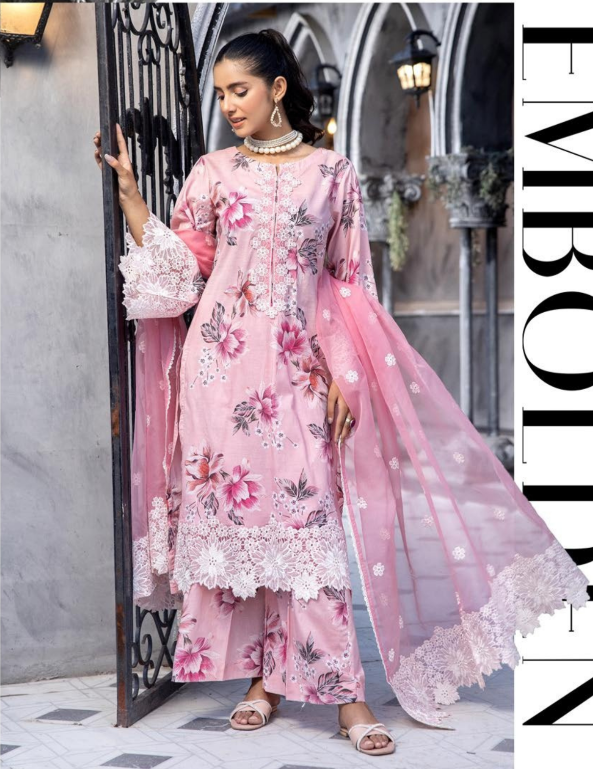 Pink 3 Pc Chikankari Lawn Collection | SIMRANS