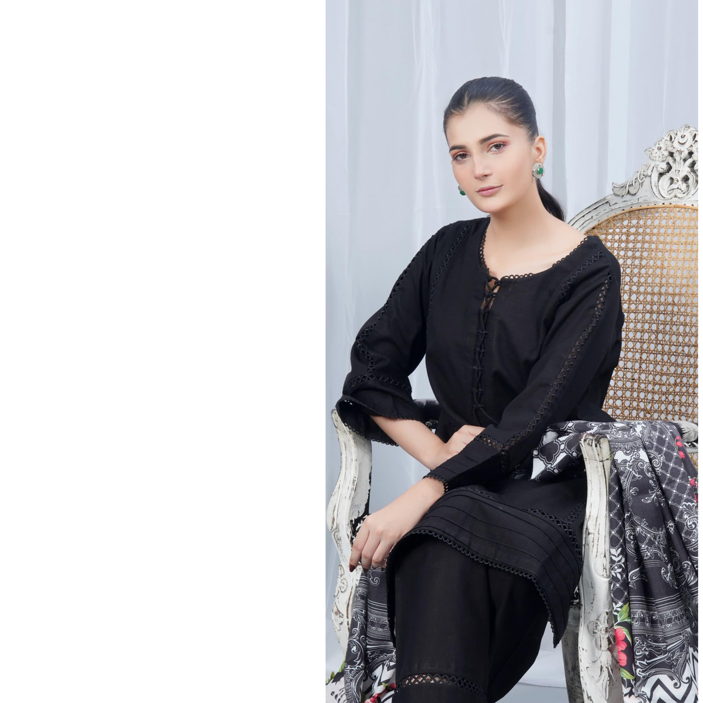 (Black) Khaddar Dress with Shawl |3 Pc| Winter Collection | Hayats