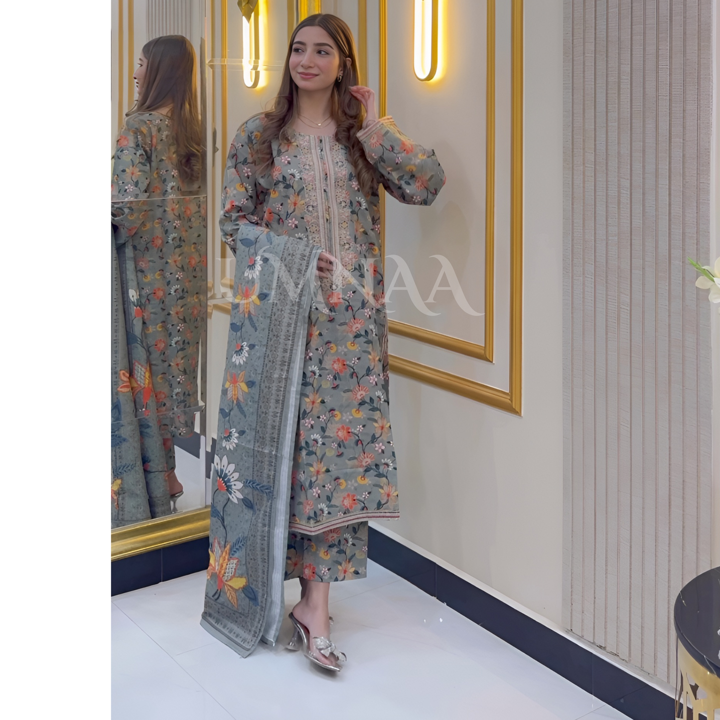 UA-36 Printed Embroidered Khaddar 3 Pc Dress | Ready to wear | UMNAA